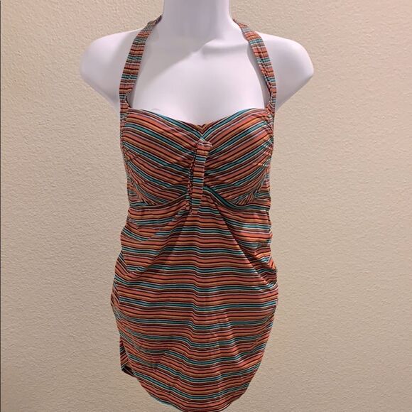 Take 50% OFF- Beach Bump Motherhood Multicolor Halter Top Swimwear, Size-L - Picture 2 of 9